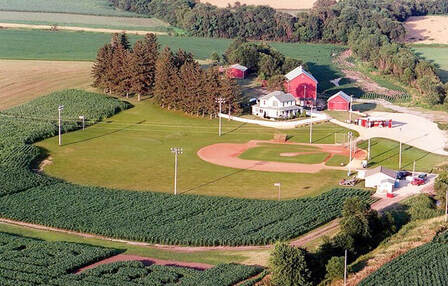 Aerial view of the Field of Dreams Movie Site baseball diamond